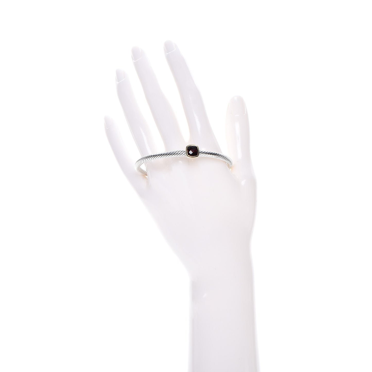 Sterling Silver 18K Yellow Gold Garnet 4mm Noblesse Cable Bracelet
