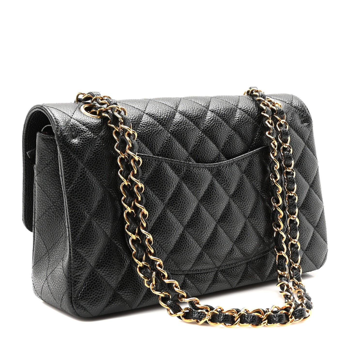 Caviar Quilted Medium Double Flap Black