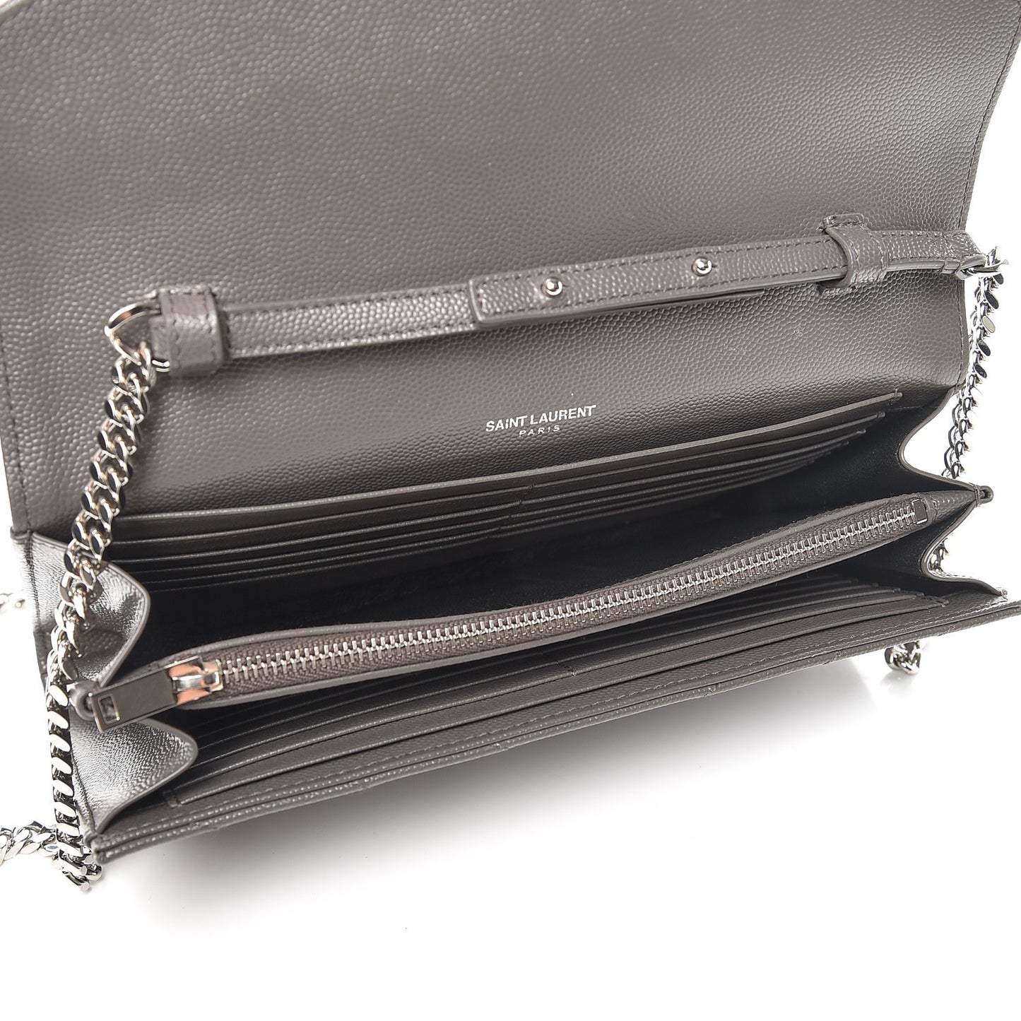 Grain De Poudre Matelasse Chevron Monogram Chain Wallet Earth