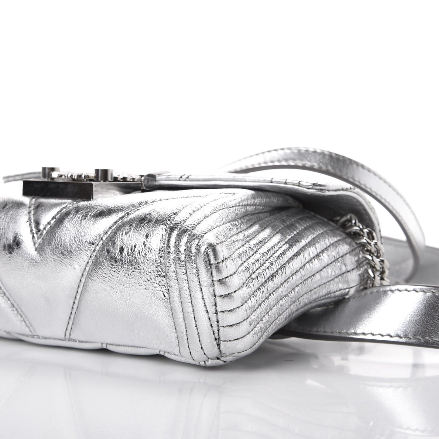 Metallic Calfskin Small Patricia Belt Bag Berlin Silver
