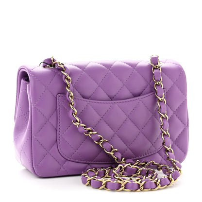 Chanel Lambskin Quilted Mini Rectangular Flap Purple 3 of 10
