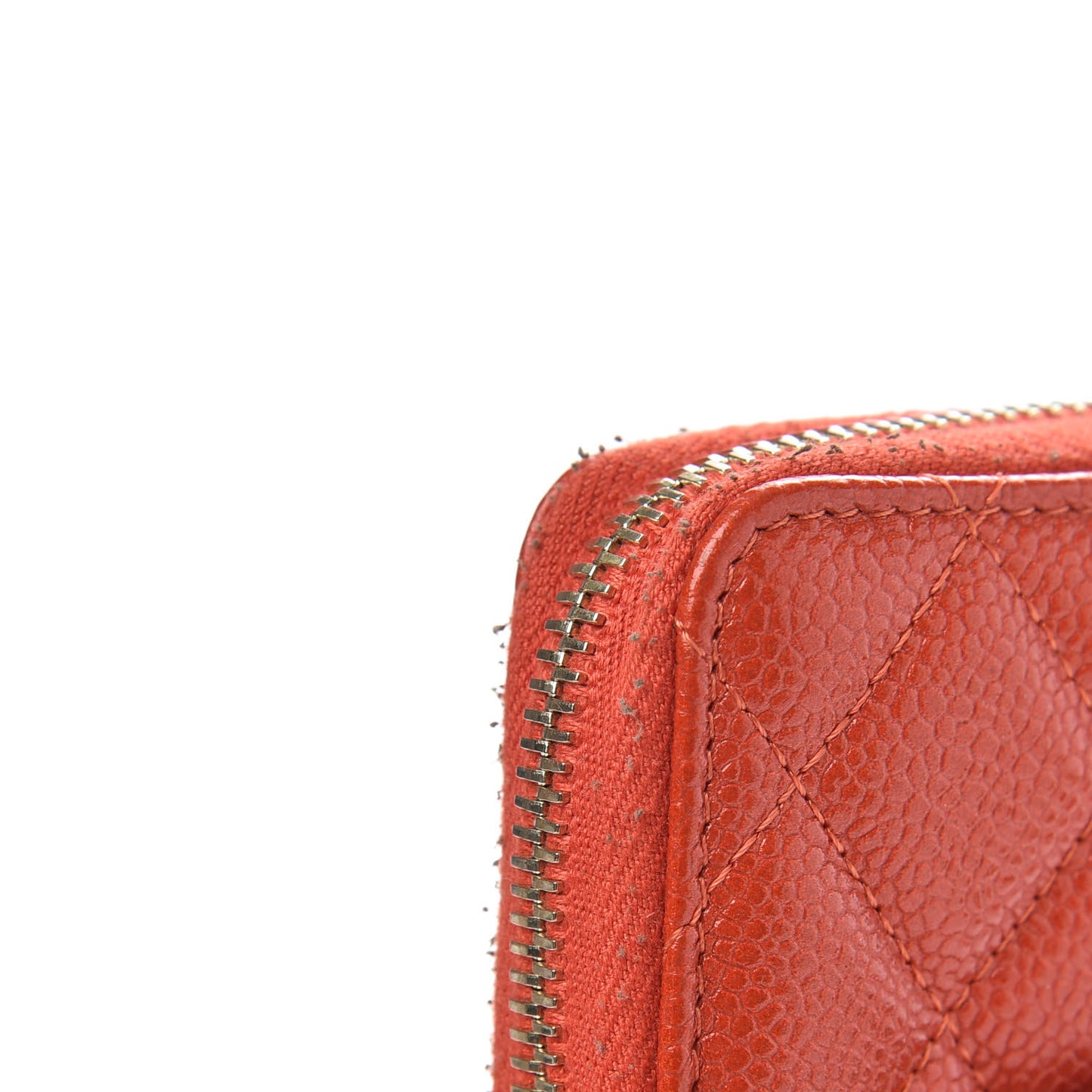 Pearly Caviar Quilted Zip Coin Purse Orange