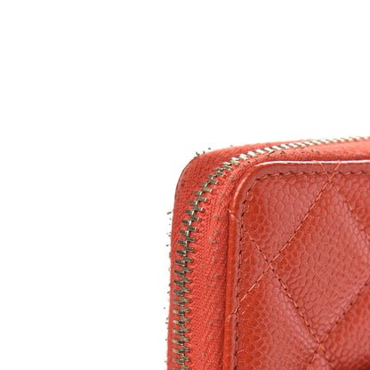 Chanel Pearly Caviar Quilted Zip Coin Purse Orange 7 of 10