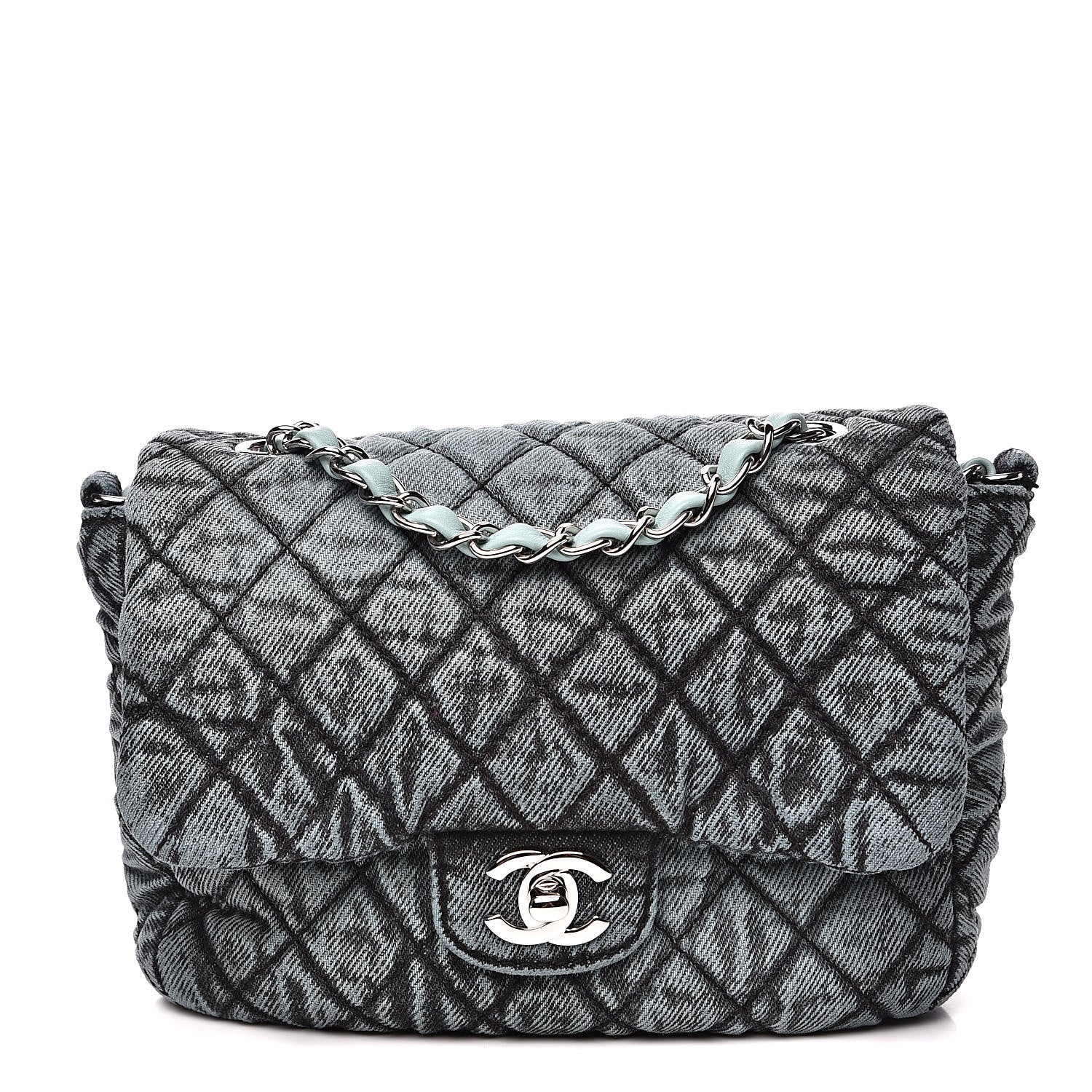 Chanel Denim Quilted Small Denimpression Flap Blue Black 1 of 11