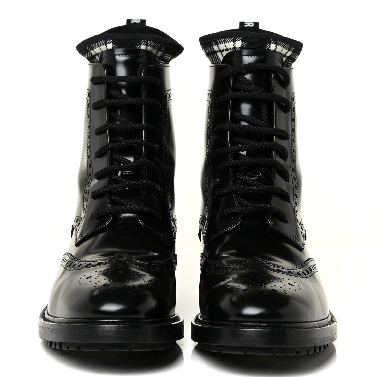 Calfskin Tartan D-Order Low Boot 39.5 Black White