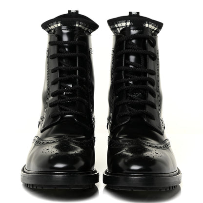Christian Dior Calfskin Tartan D-Order Low Boot 39.5 Black White 2 of 12