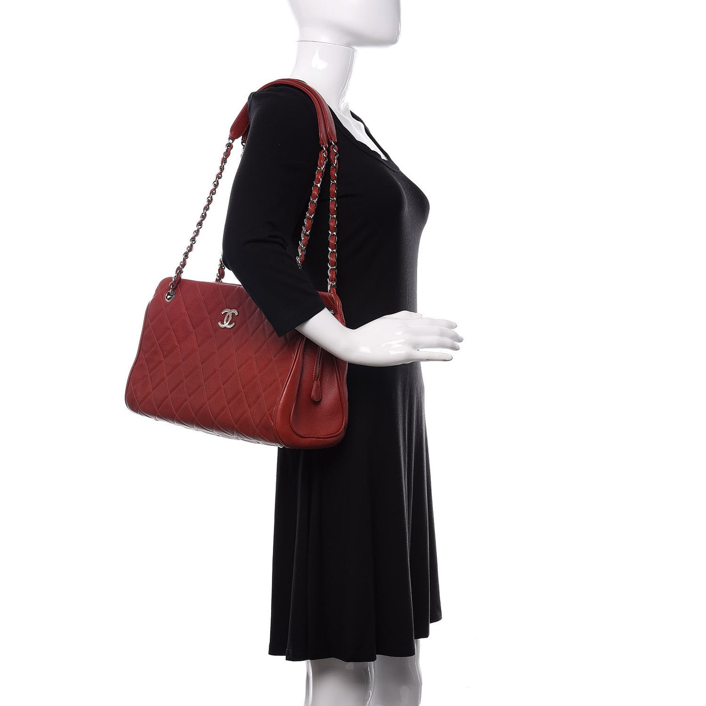 Caviar Quilted Tote Red