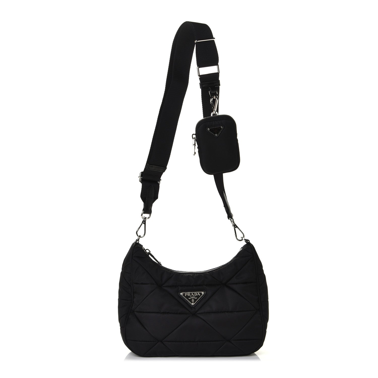 Prada Re-Nylon Triangle Padded Patchwork Shoulder Bag Black 1 of 4