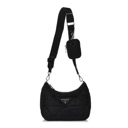 Prada Re-Nylon Triangle Padded Patchwork Shoulder Bag Black 1 of 4
