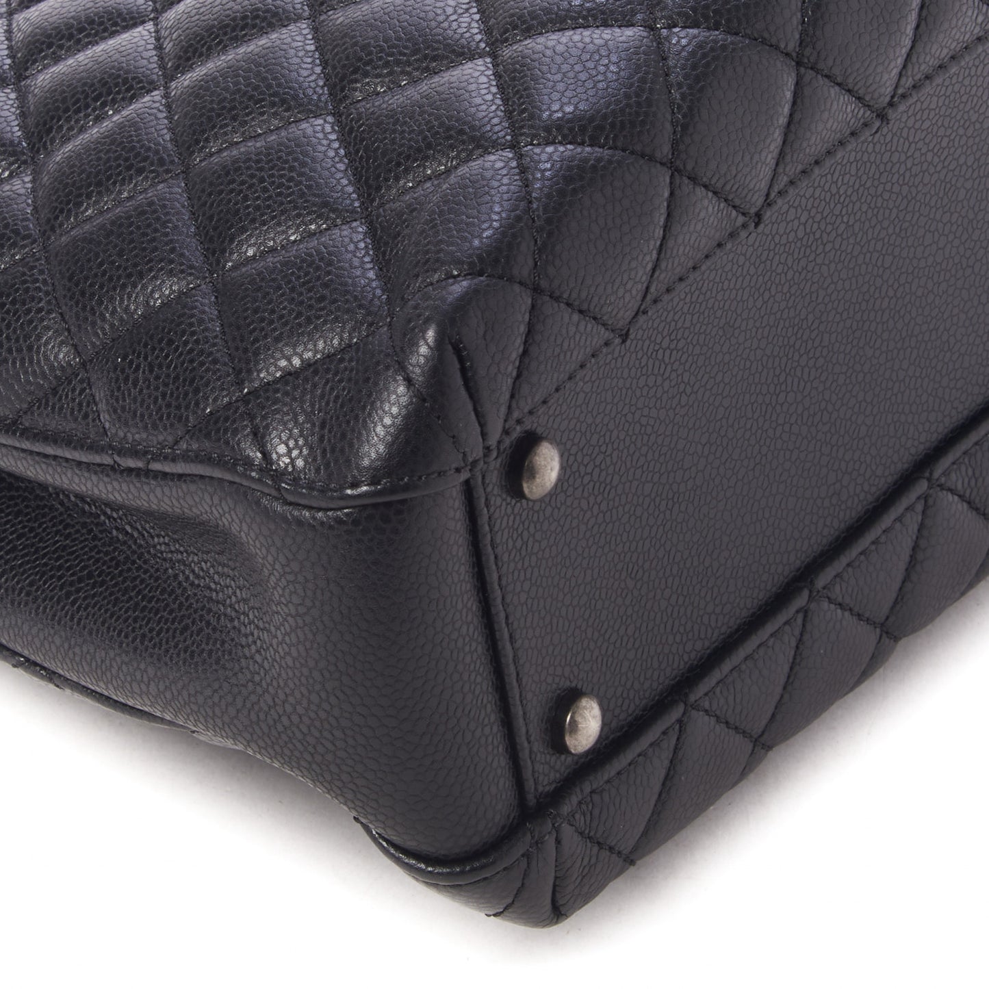 Caviar Quilted Small City Shopping Tote Black
