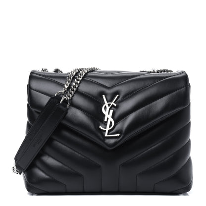 Saint Laurent Calfskin Y Quilted Monogram Small Loulou Chain Satchel Black 1 of 12