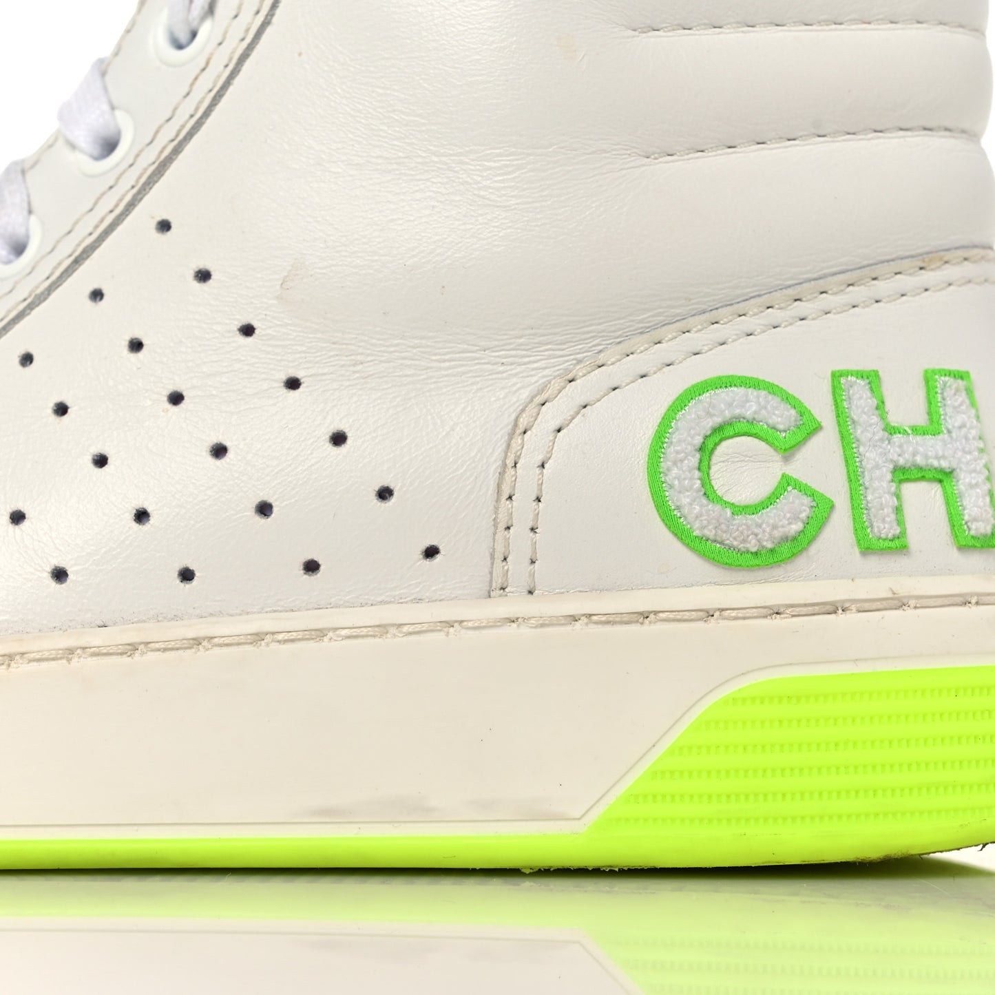 Calfskin Womens Logo High Top Sneakers 36.5 White Multicolor