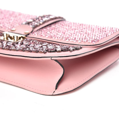 Valentino Garavani Vitello Crystal Embellished Medium Glam Lock Rockstud Flap Pop Gardenia 6 of 11