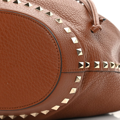 Valentino Garavani Grained Calfskin Rockstud Bucket Bag Saddle Brown 9 of 9