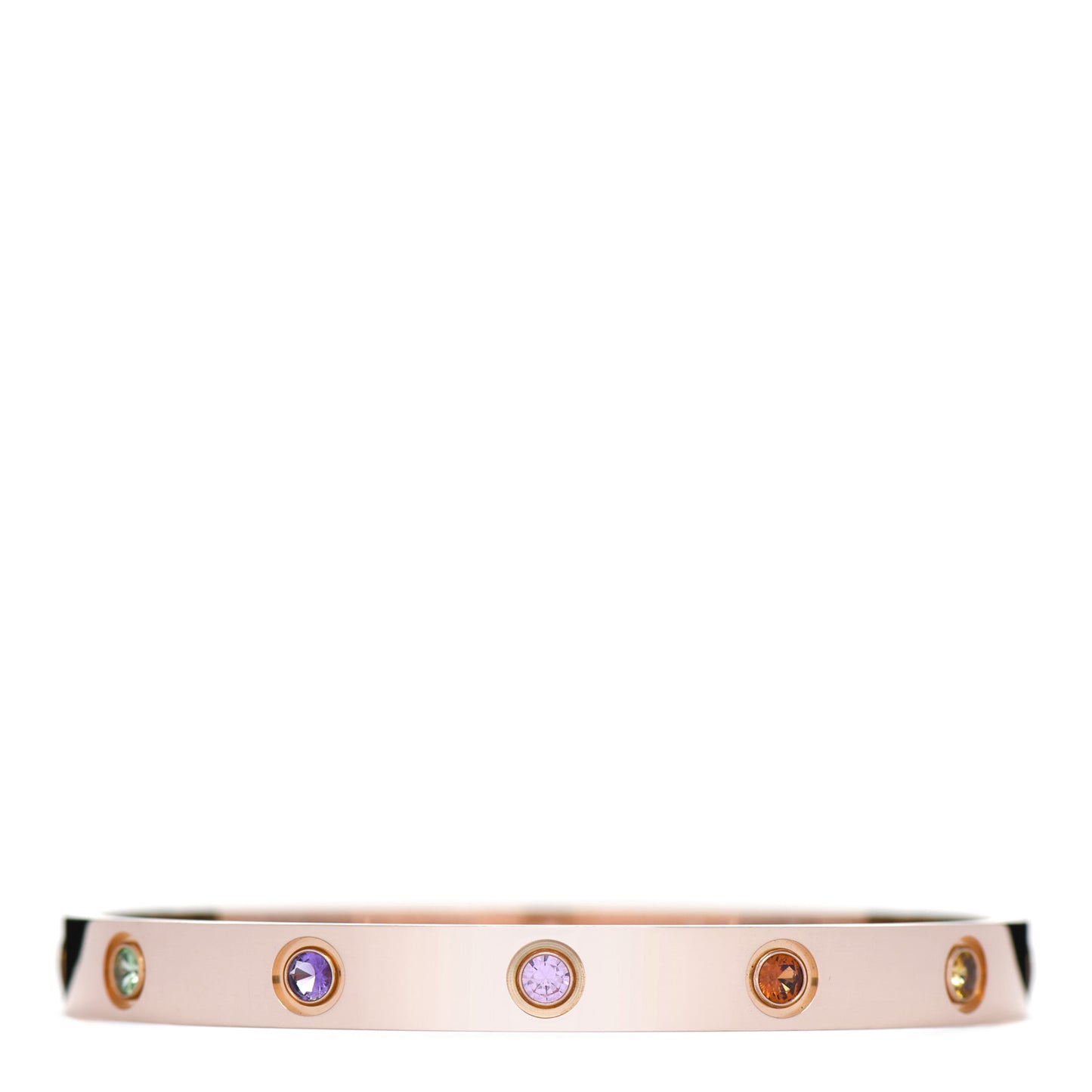 18K Pink Gold Sapphire Garnet Amethyst LOVE Bracelet 16