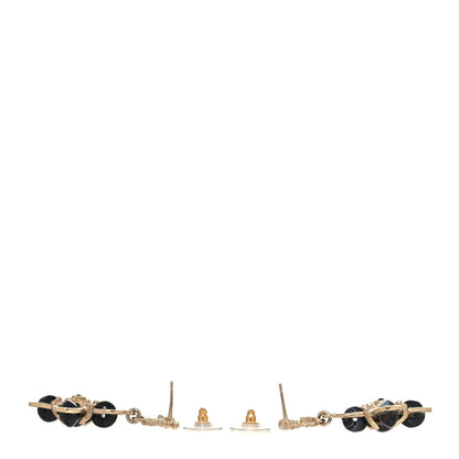 Chanel Resin CC Flower Drop Earrings Gold Black 3 of 5
