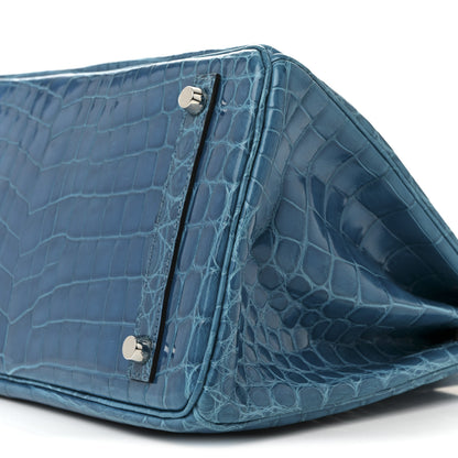 Hermes Shiny Niloticus Crocodile Birkin 30 Bleu Izmir 9 of 11