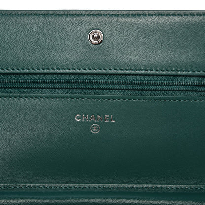Chanel Lambskin Quilted Boy Wallet On Chain WOC Green 6 of 8