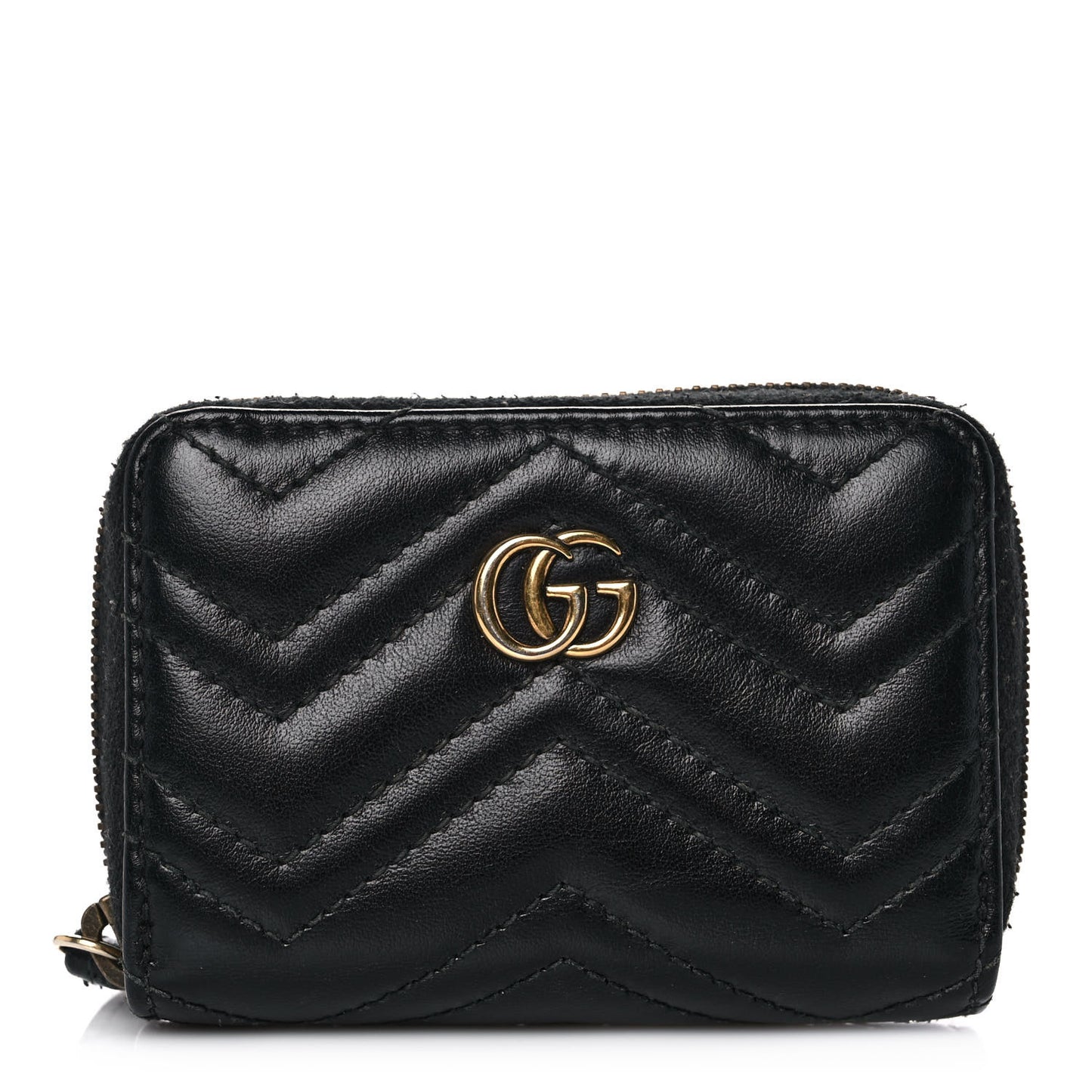 Calfskin Matelasse GG Marmont Zip Around Card Case Black