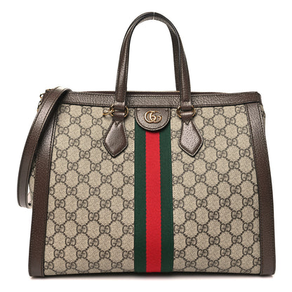 Gucci GG Supreme Monogram Web Medium Ophidia Tote Bag Brown 1 of 10