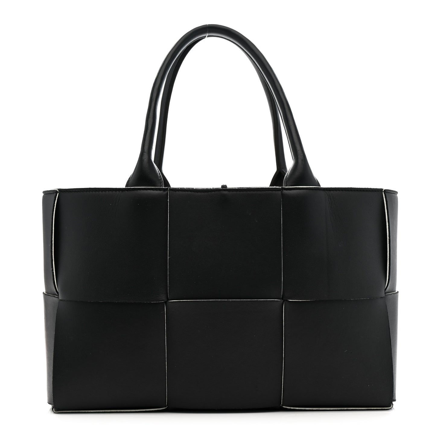 Nappa Maxi Intrecciato Small Arco Tote Black White