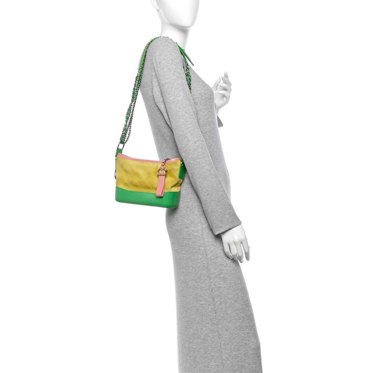 Suede Calfskin Quilted Small Gabrielle Hobo Pink Green Yellow