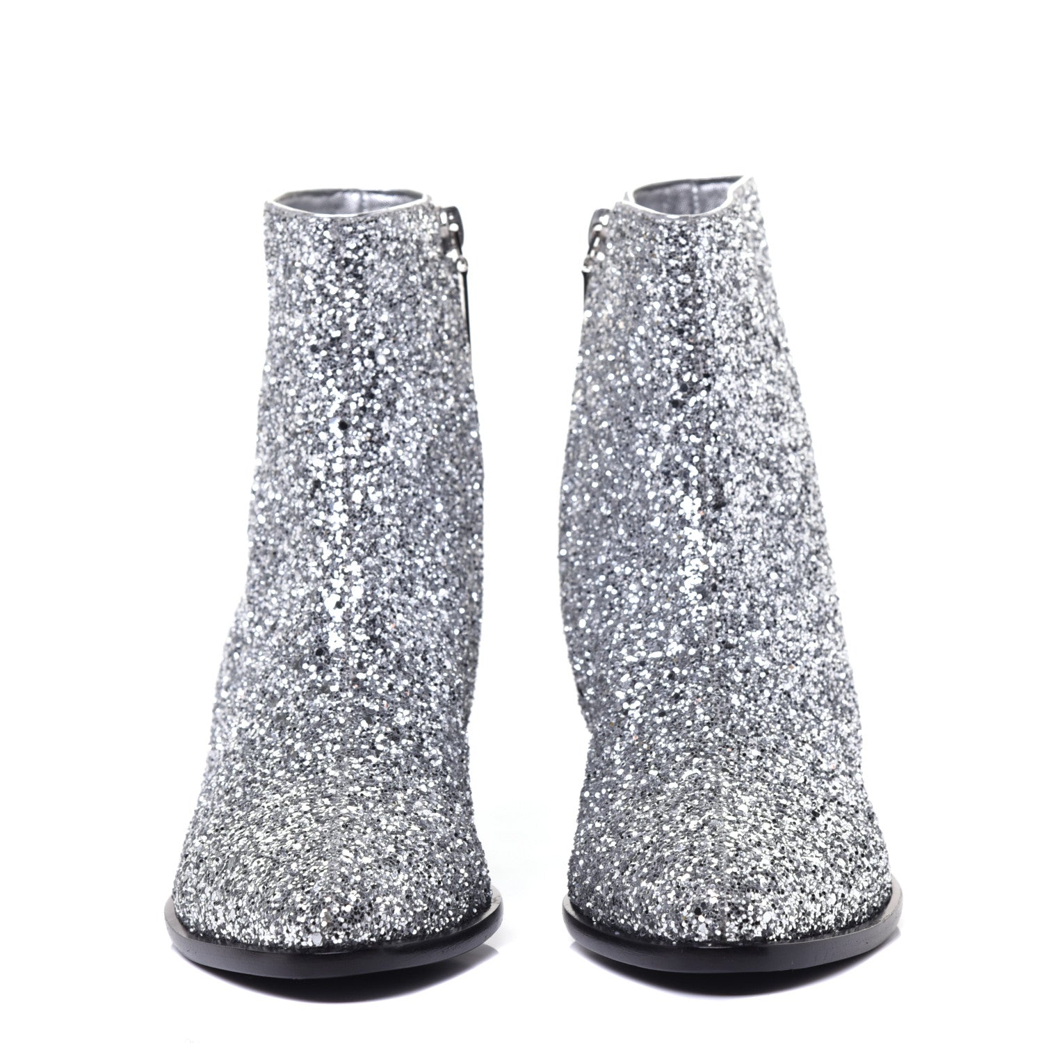 Saint Laurent Glitter Calfskin West 45 Boots 36 Silver 2 of 9