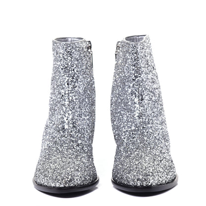 Saint Laurent Glitter Calfskin West 45 Boots 36 Silver 2 of 9