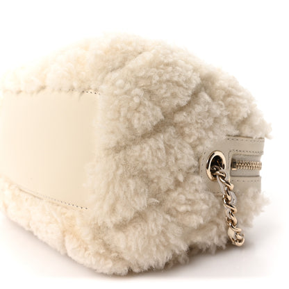 Chanel Shearling Quilted Barrel Clutch With Chain Beige 10 of 11