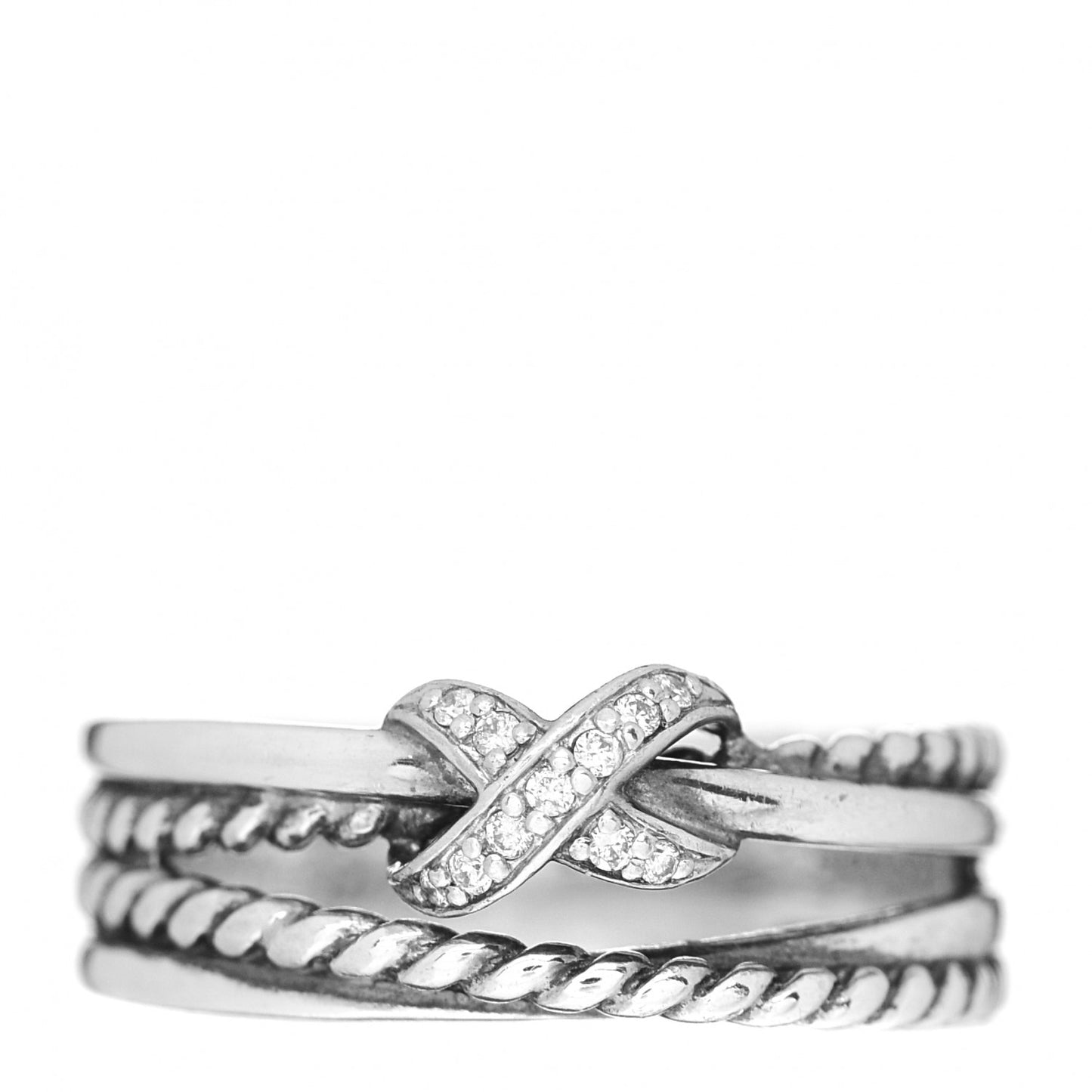 Sterling Silver Diamond X Crossover Ring 53 6.5