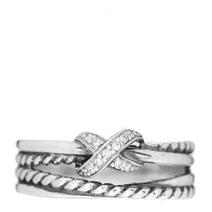 David Yurman Sterling Silver Diamond X Crossover Ring 53 6.5 1 of 4