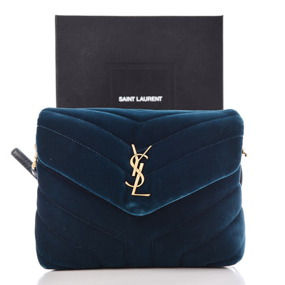 Saint Laurent Velvet Y Quilted Monogram Toy Loulou Chain Satchel Dark Ottanio 9 of 9