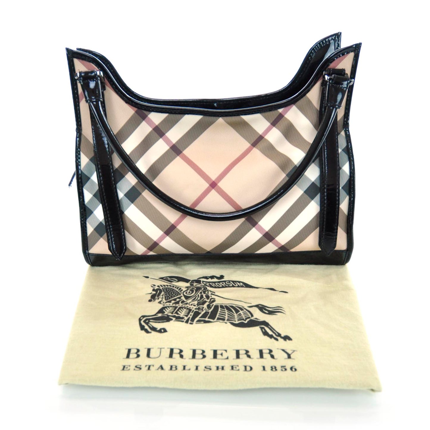 Patent Trim Nova Check Tote Black