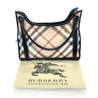 Burberry Patent Trim Nova Check Tote Black 3 of 9