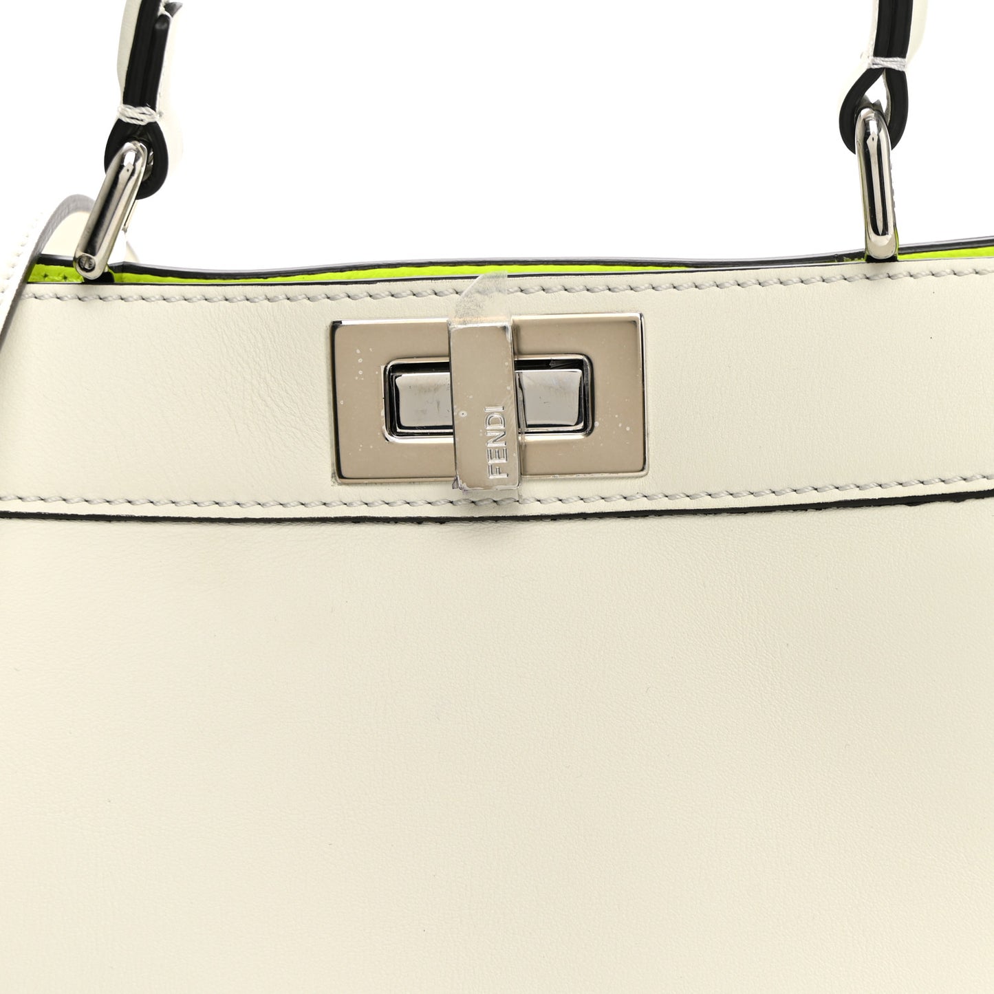 Vitello Seta Nappa Bi-Color Small Peekaboo I SEE U Satchel White Ice Yellow Fluo