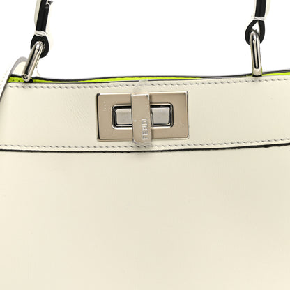 Fendi Vitello Seta Nappa Bi-Color Small Peekaboo I SEE U Satchel White Ice Yellow Fluo 7 of 9
