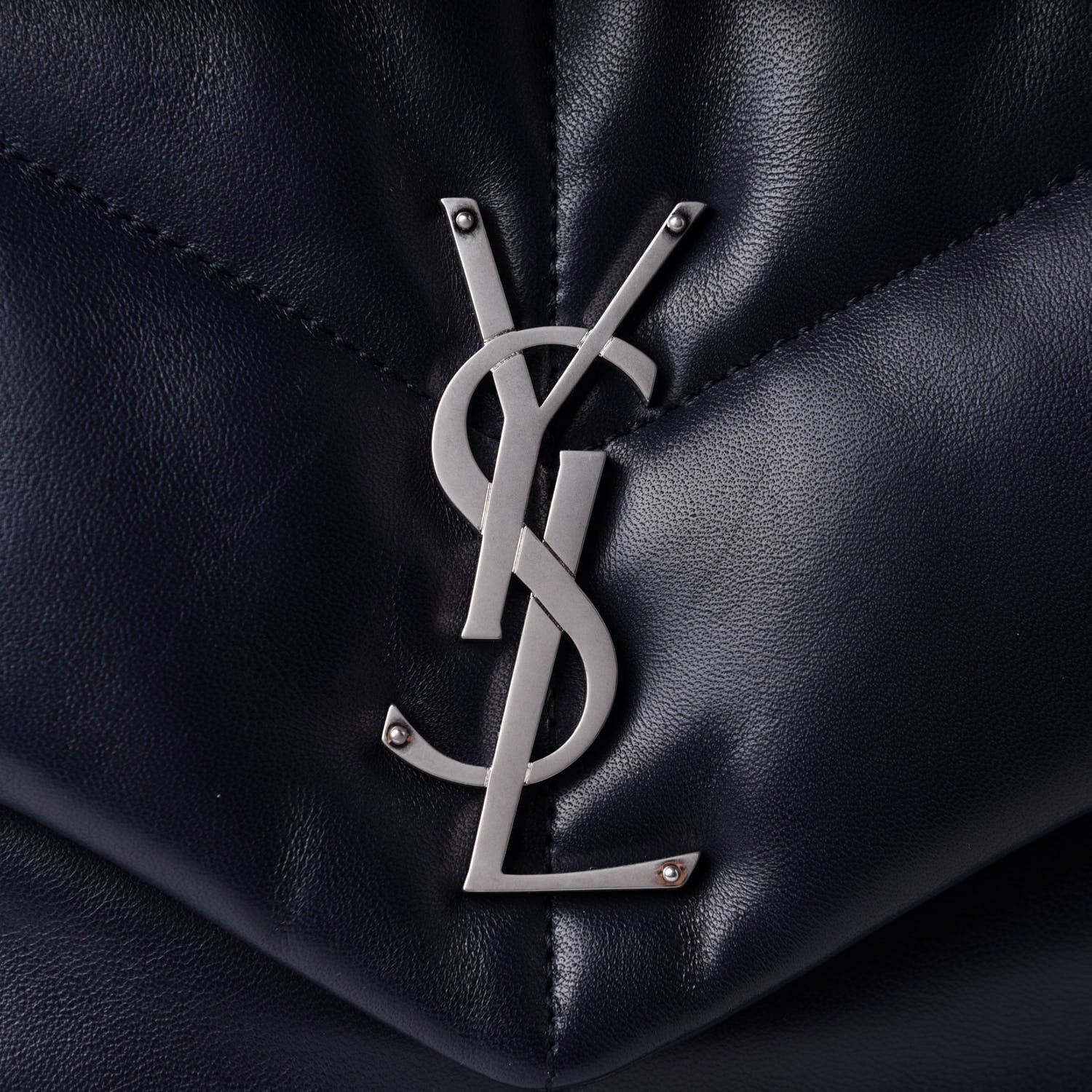 Saint Laurent Lambskin Quilted Medium Loulou Puffer Monogram Chain Satchel Black 10 of 10