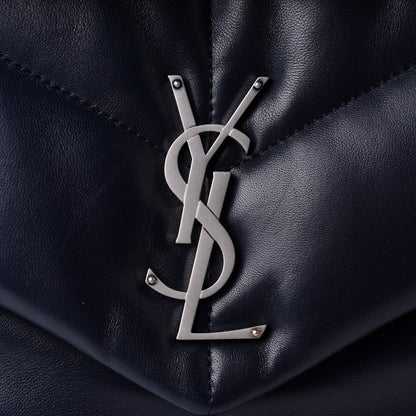 Saint Laurent Lambskin Quilted Medium Loulou Puffer Monogram Chain Satchel Black 10 of 10