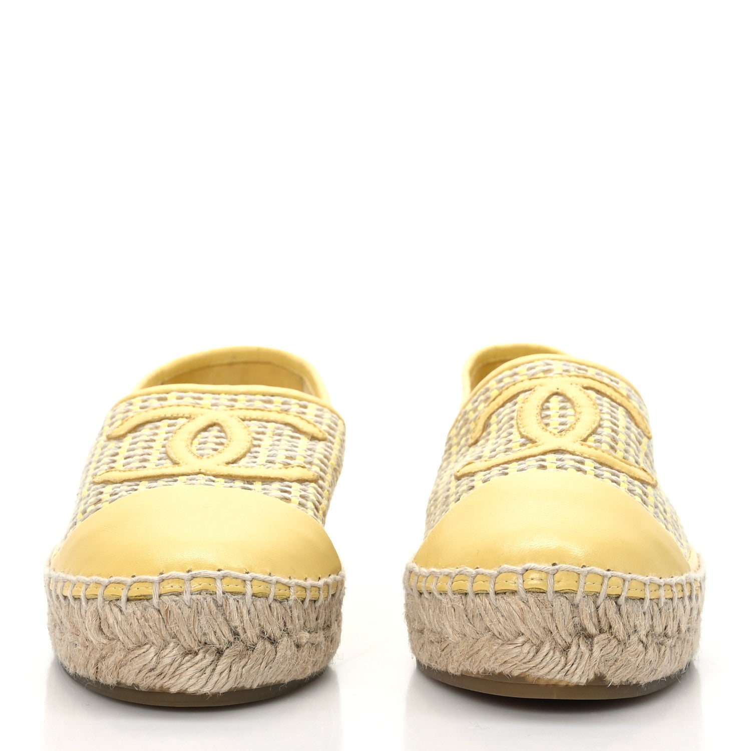 Chanel Mesh Lambskin CC Espadrilles 39 Yellow Beige 2 of 7