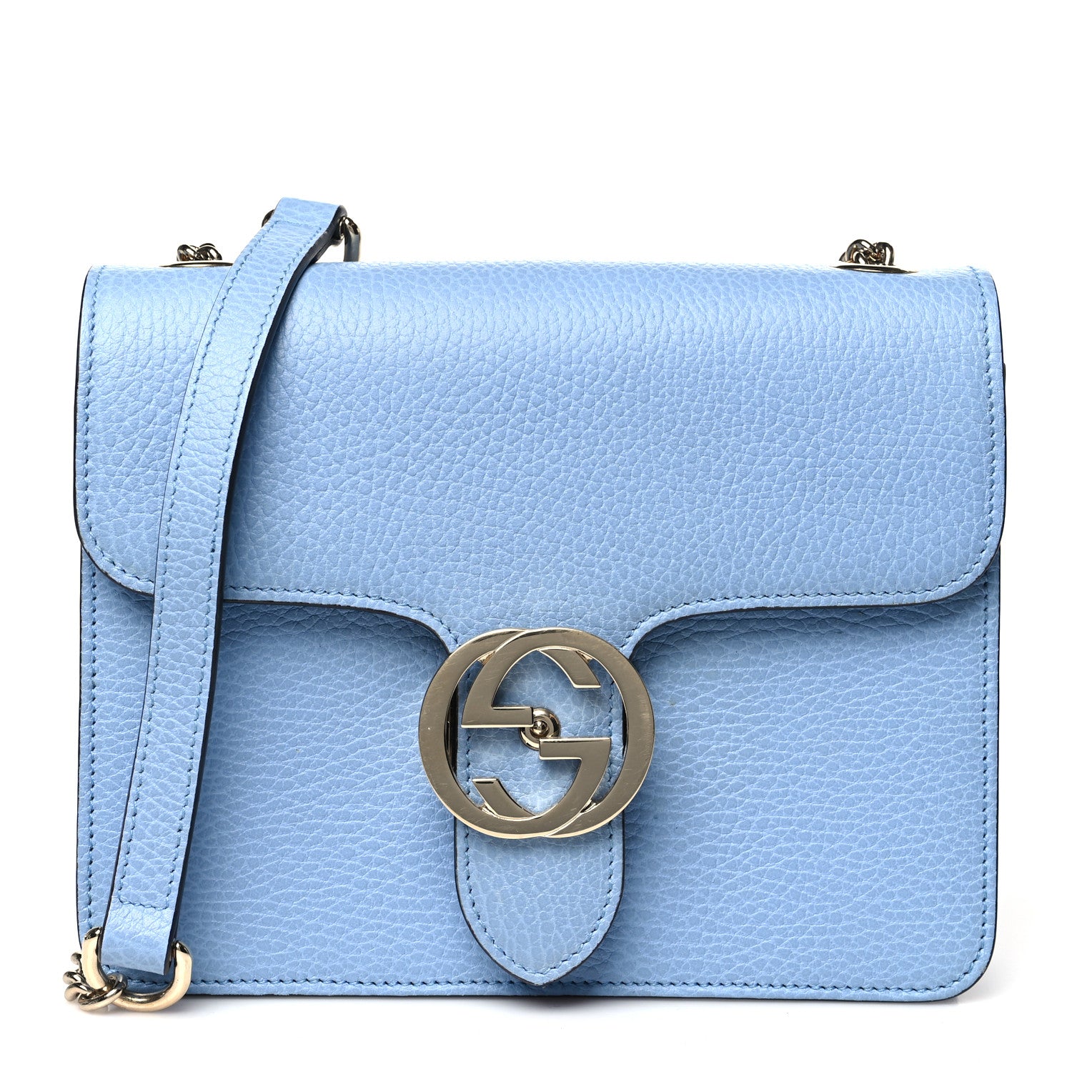 Gucci Dollar Calfskin Small Interlocking G Shoulder Bag Mineral Blue 1 of 11