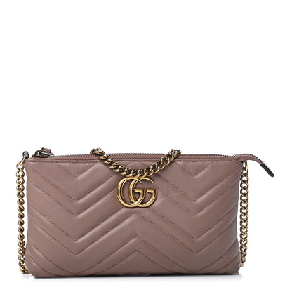 Gucci Calfskin Matelasse Mini GG Marmont Chain Bag Porcelain Rose 1 of 5
