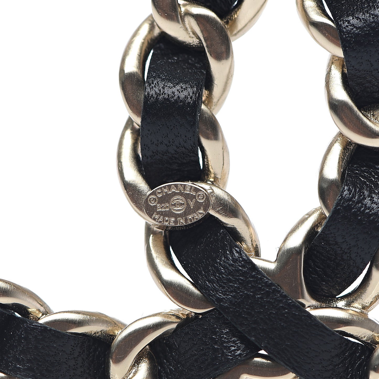 Lambskin Chain CC Brooch Black Gold