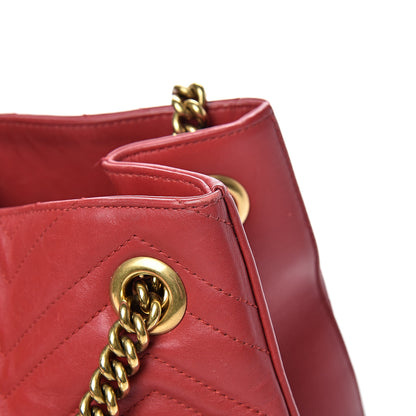 Gucci Calfskin Matelasse Medium GG Marmont Shoulder Tote Bag Hibiscus Red 14 of 16