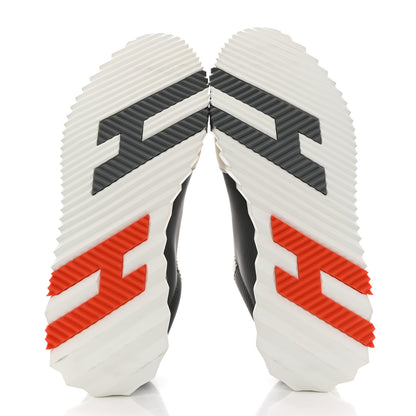 Hermes Technical Canvas Suede Goatskin Bouncing Sneakers 44 Gris Orange 5 of 10