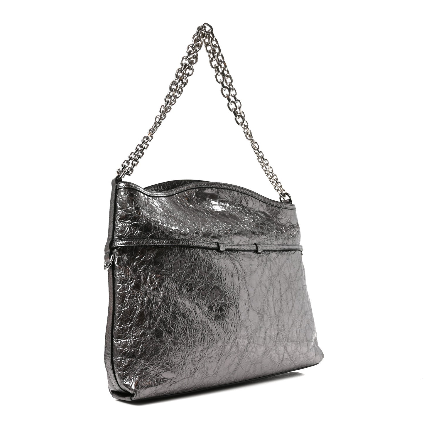 Metallic Calfskin Medium Voyou Bag Silver