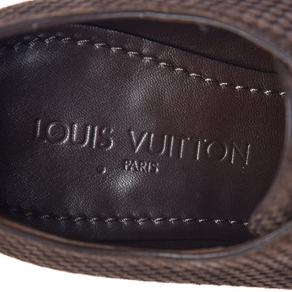 Louis Vuitton Suede Damier Mens Telegraph Derby Lace Up Shoes 8 Brown 8 of 12