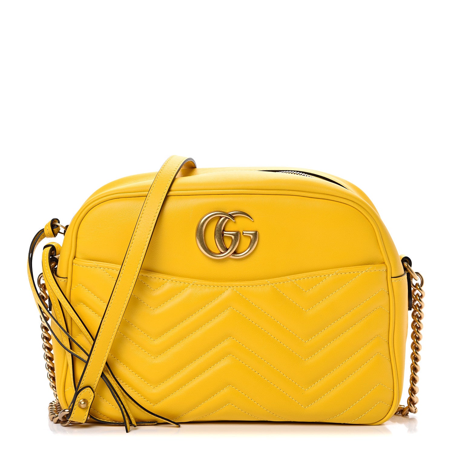 Gucci Calfskin Matelasse Medium GG Marmont Chain Shoulder Bag Stone Topaz 1 of 9