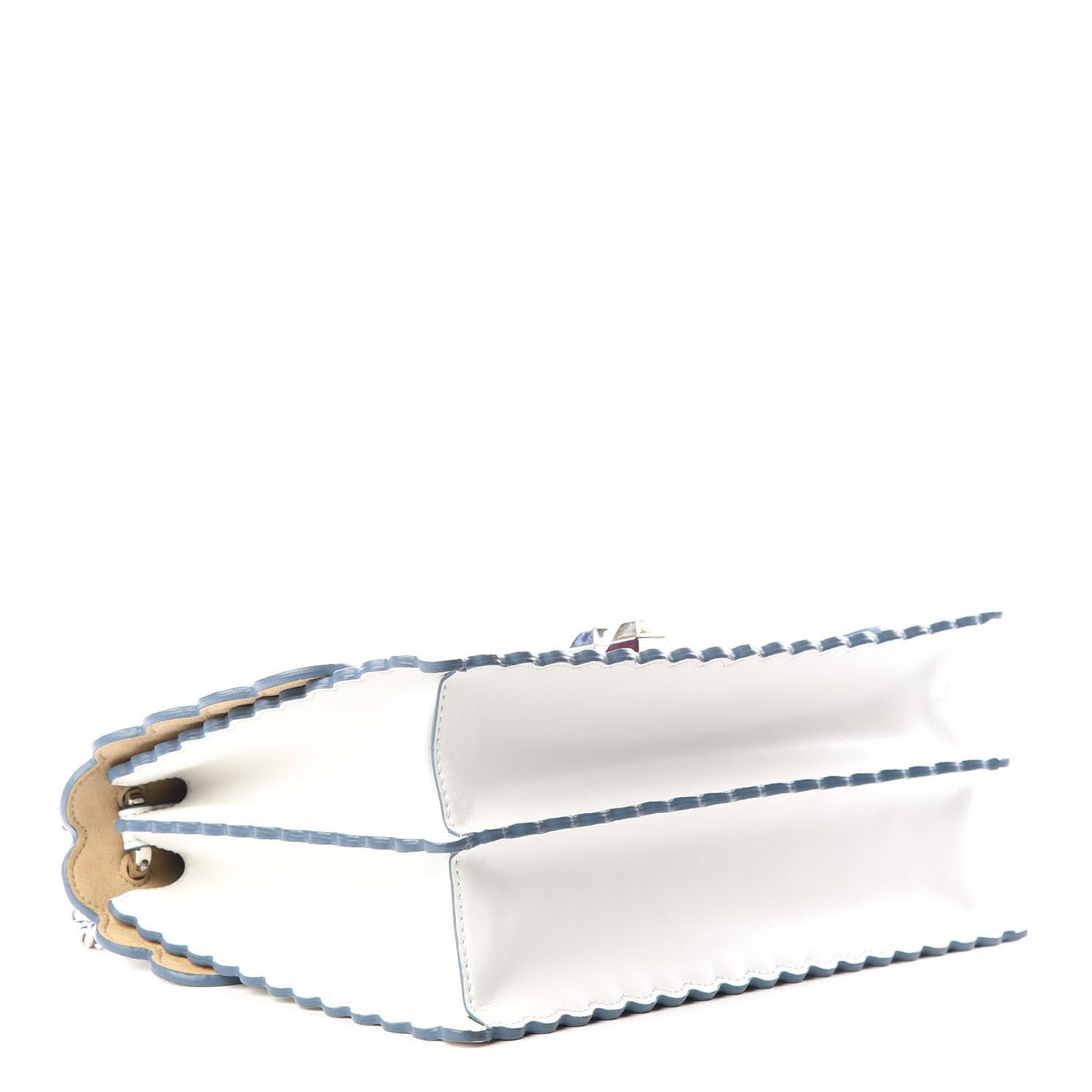 Vitello Liberty Scalloped Studded Kan I Shoulder Bag Bianco