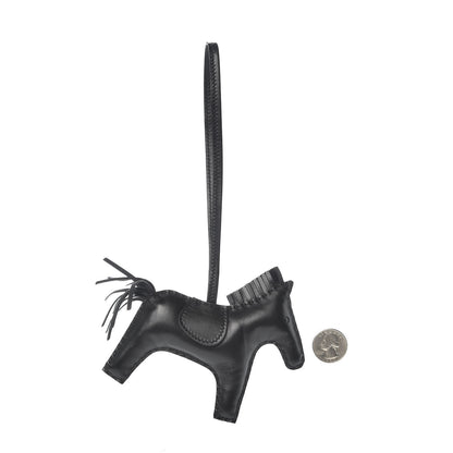 Hermes Milo Lambskin Grigri Rodeo Horse Bag Charm MM So Black 2 of 5