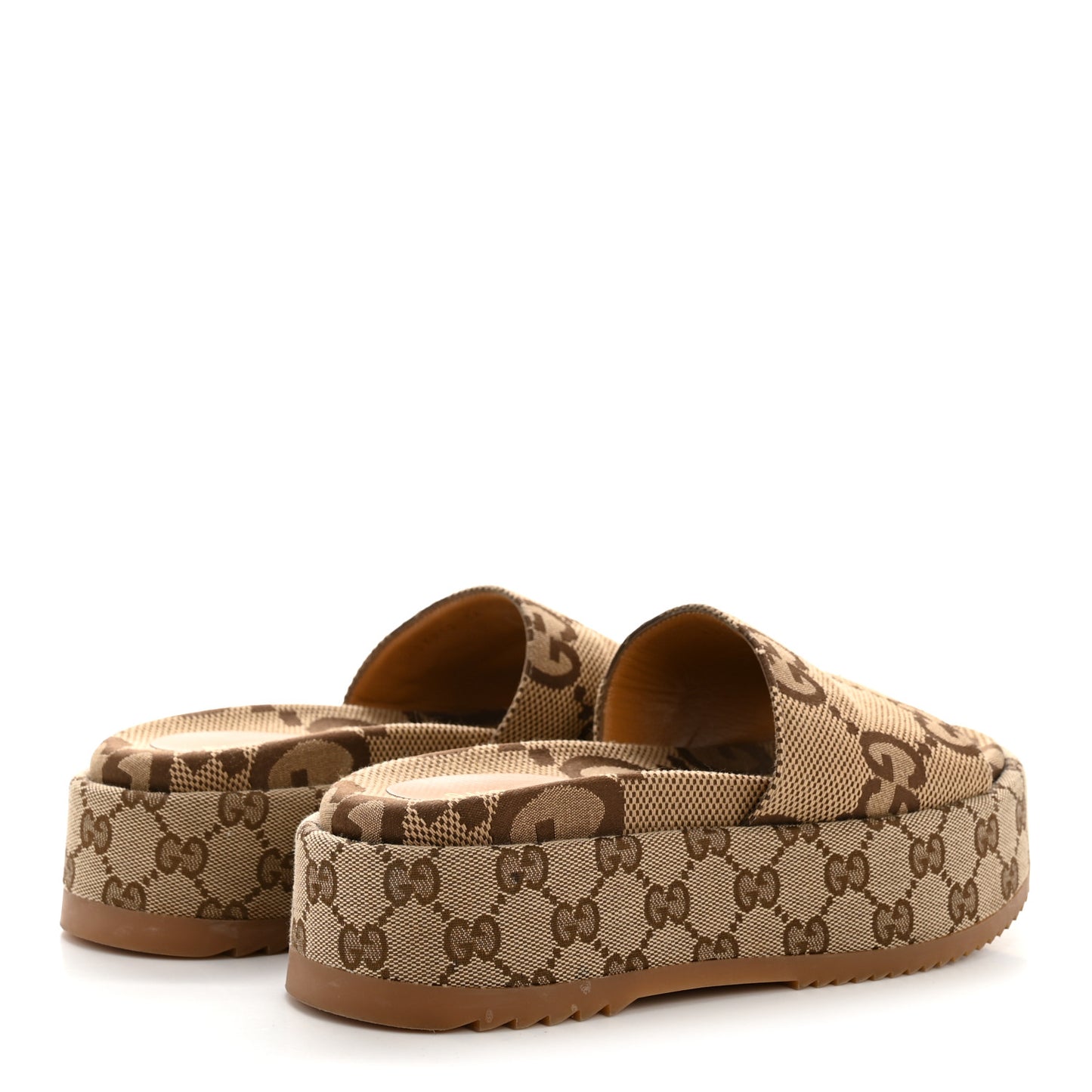 Monogram Maxi GG Angelina Platform 55mm Slide Sandals 36 Camel Ebony